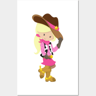 Cowgirl, Sheriff, Western, Country, Blonde Hair Posters and Art